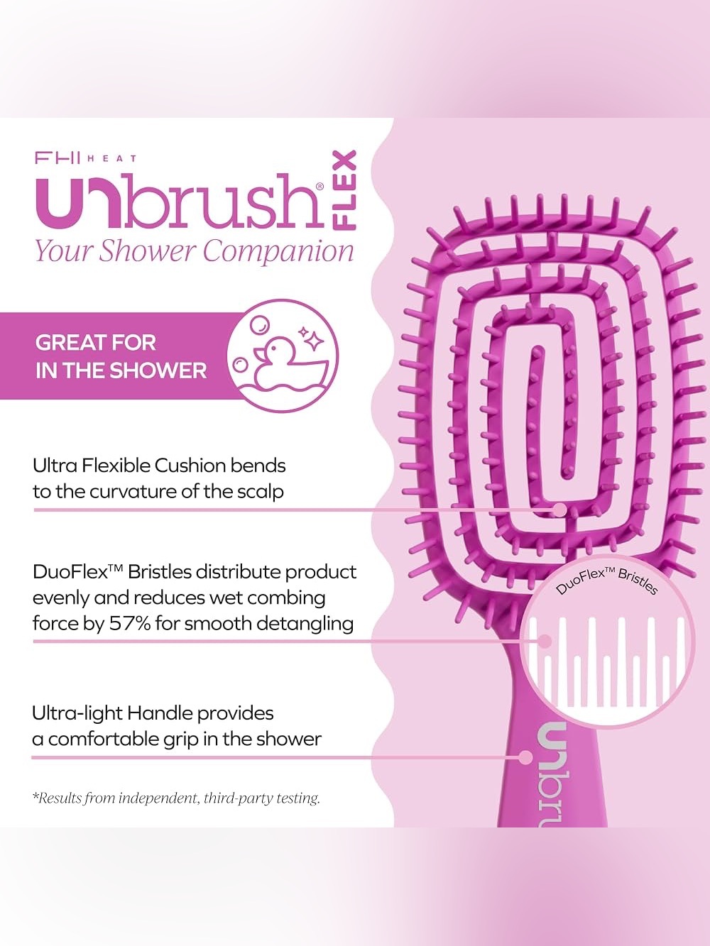 FHI Heat NEW PINK UNbrush Flex Detangling Brush Ultra Flexible Wet/Dry Hairbrush - Picture 7 of 12